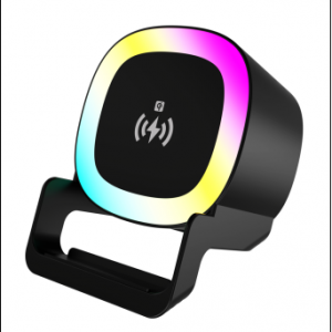 4-in-1 Bluetooth Speaker + Wireless Charger + RGB Light + Phone Holder